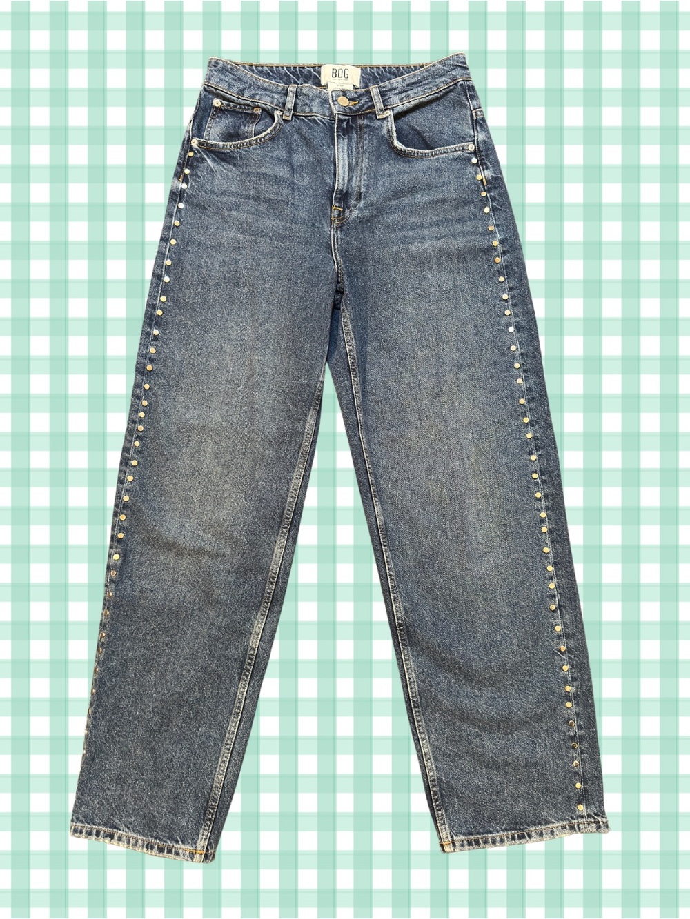 BDG Straight-Leg Blue Jeans with Side Stud Detail